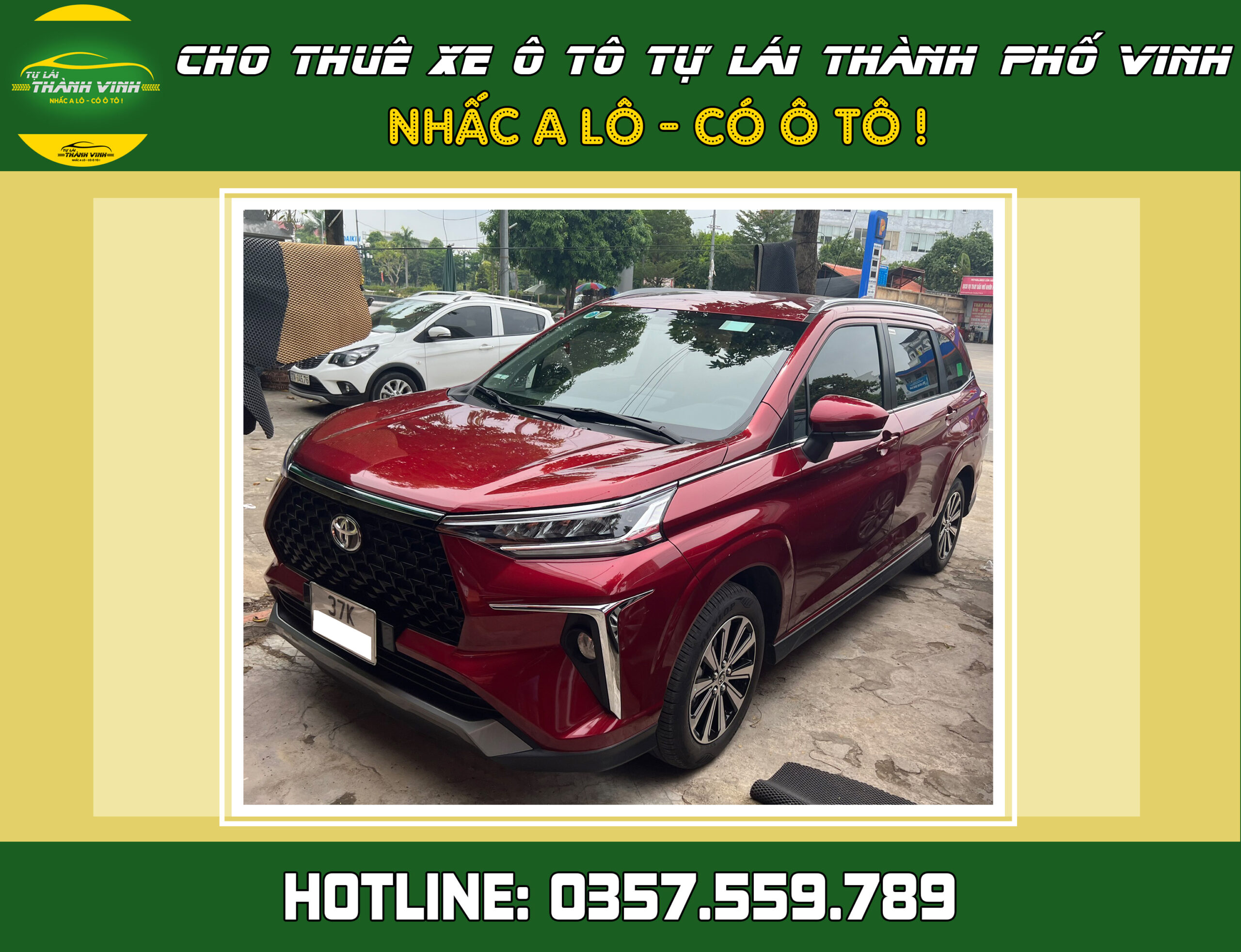 Cho thuê xe tự lái Toyota Veloz Đỏ 7 chỗ ở Vinh, Nghệ An