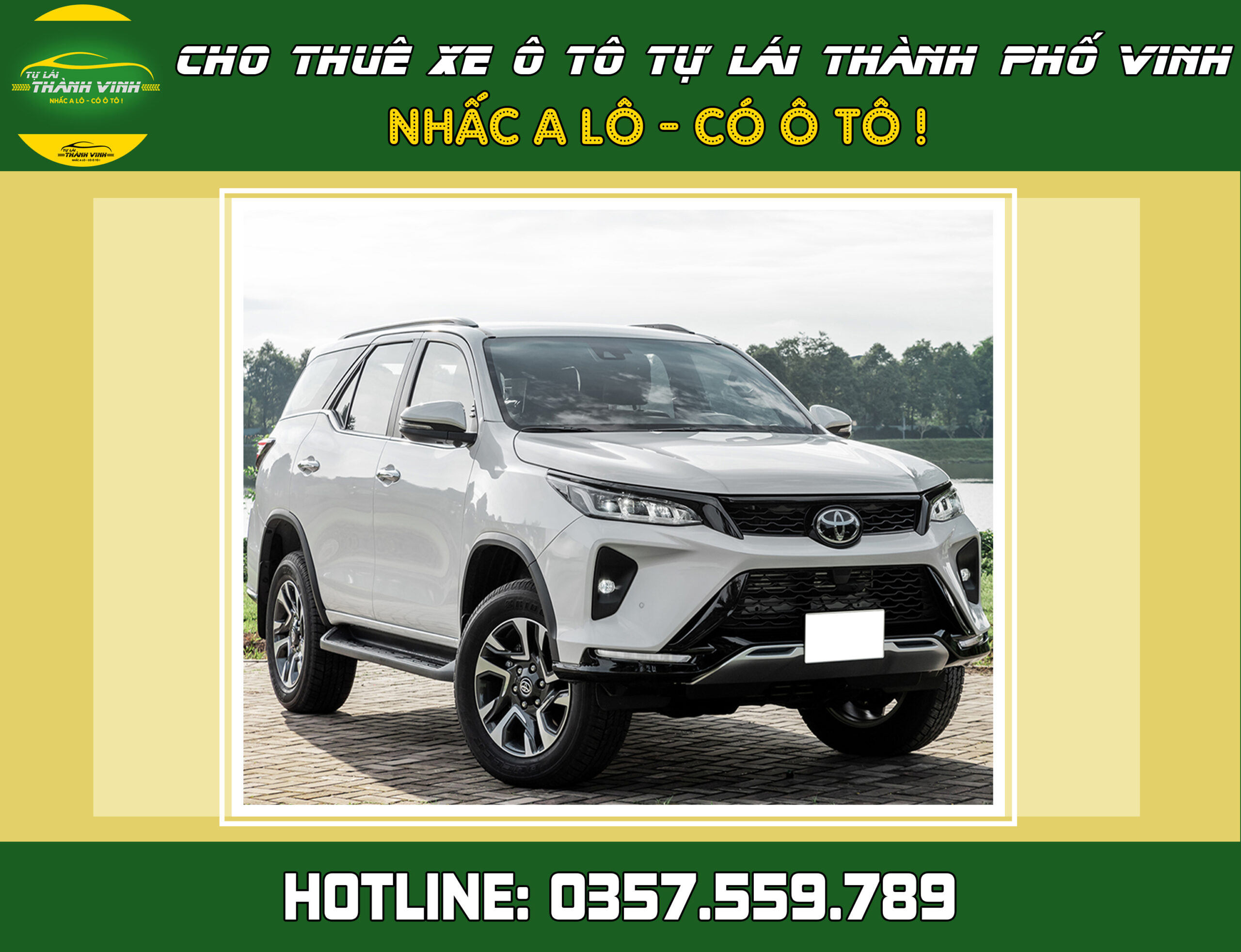Cho thuê xe tự lái Toyota Fortuner 7 chỗ ở Vinh, Nghệ An