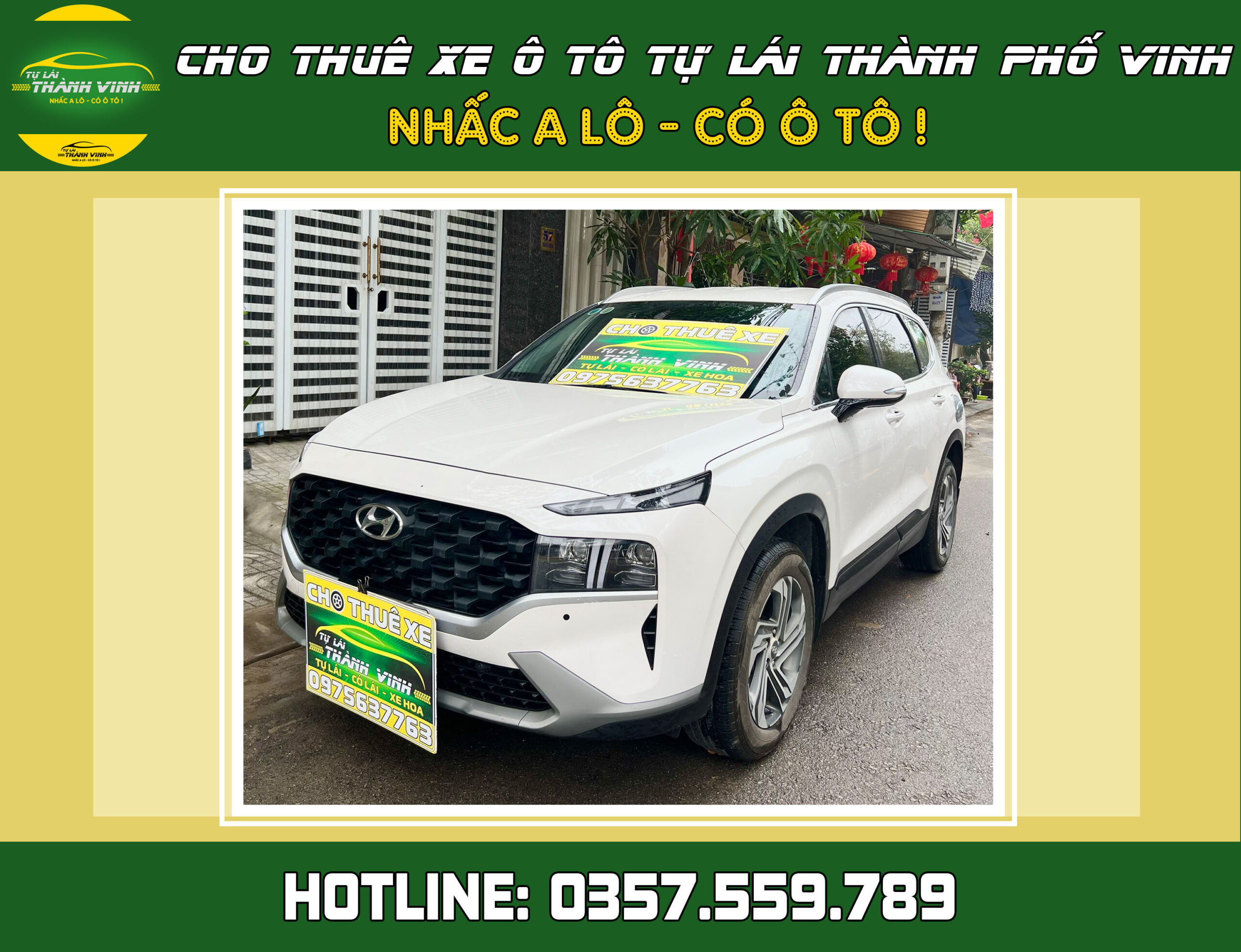 Cho thuê xe tự lái Hyundai Santafe 7 chỗ ở Vinh, Nghệ An