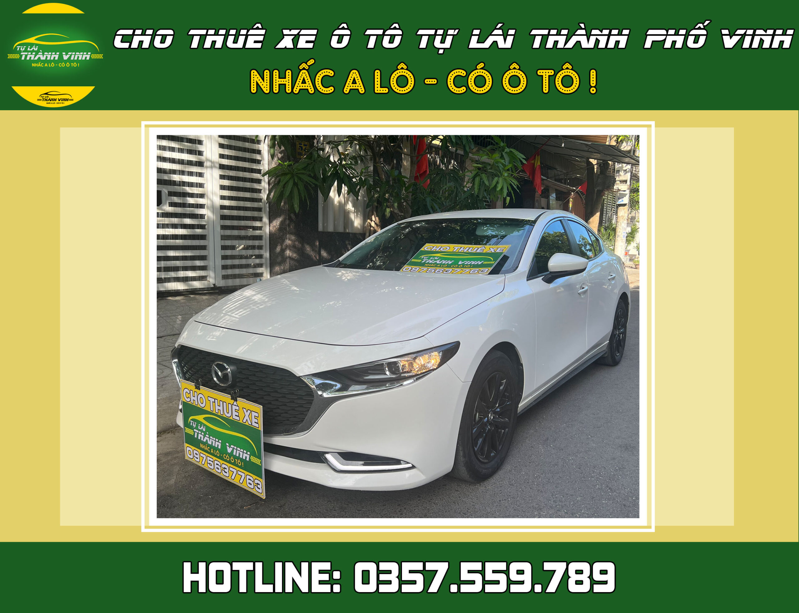 Cho thuê xe tự lái Mazda 3 Sedan 5 chỗ mới ở Vinh, Nghệ An