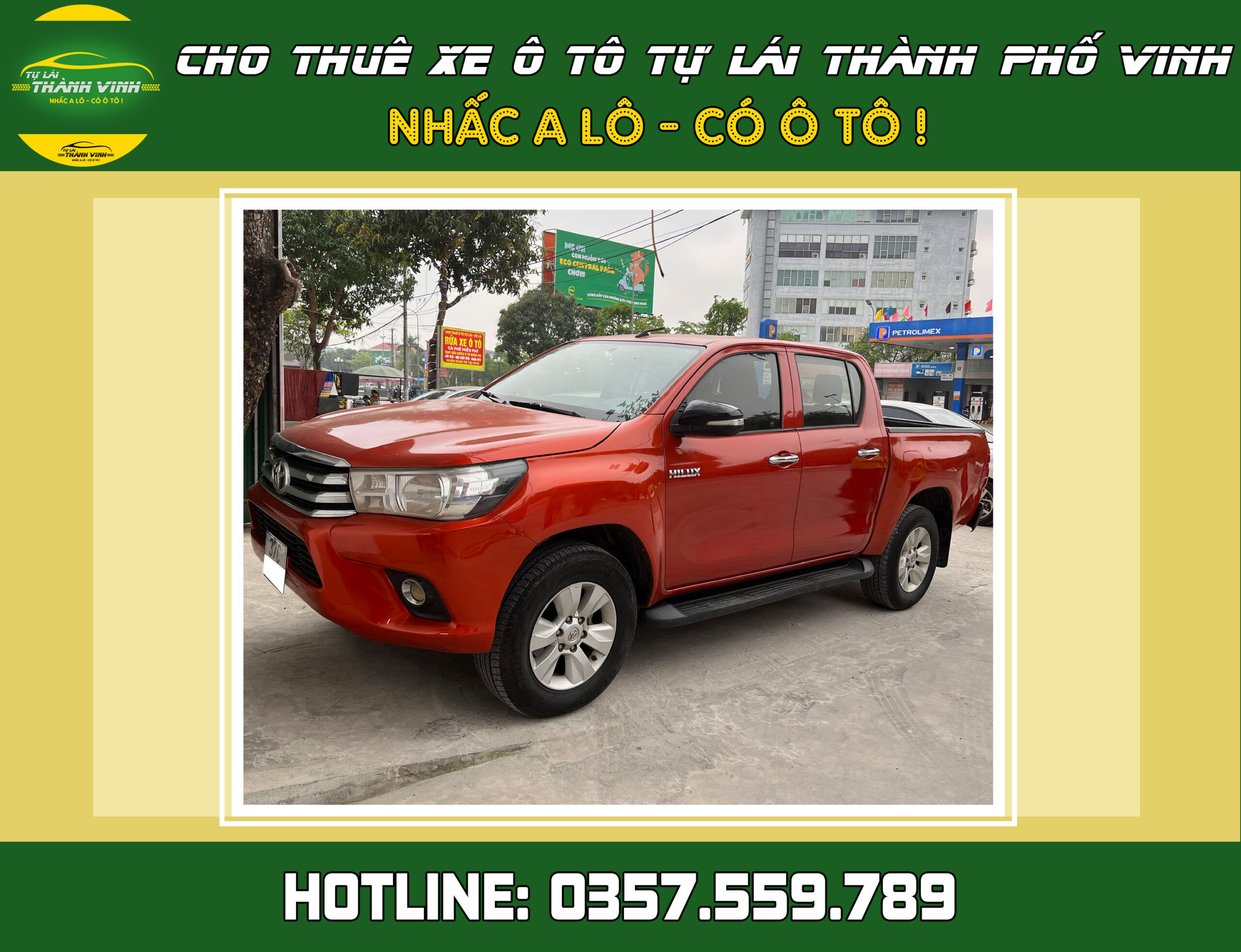 Cho thuê xe tự lái Toyota Hilux 5 chỗ số sàn ở Vinh, Nghệ An