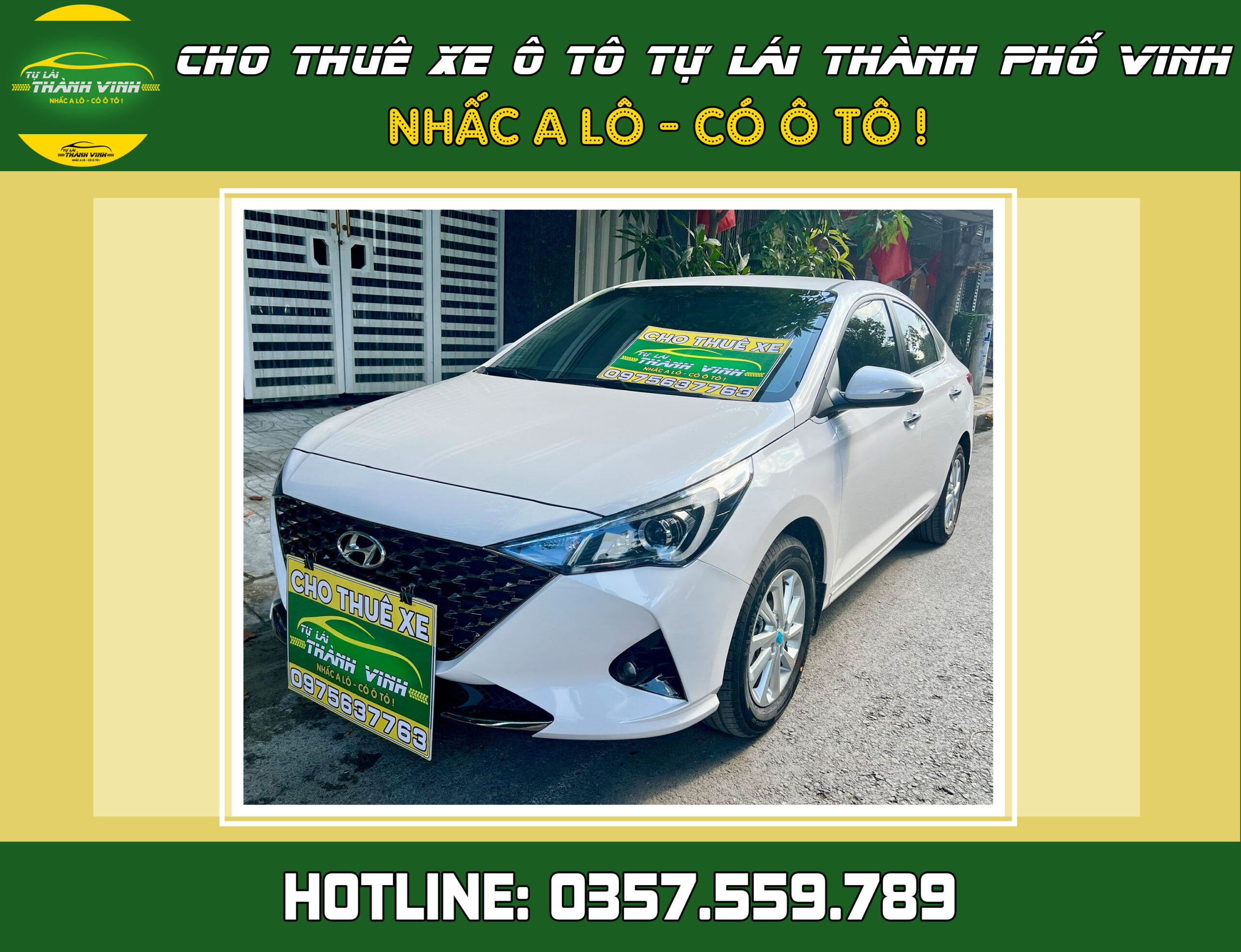 Cho thuê xe tự lái Hyundai Accent Sedan 5 chỗ mới ở Vinh, Nghệ An