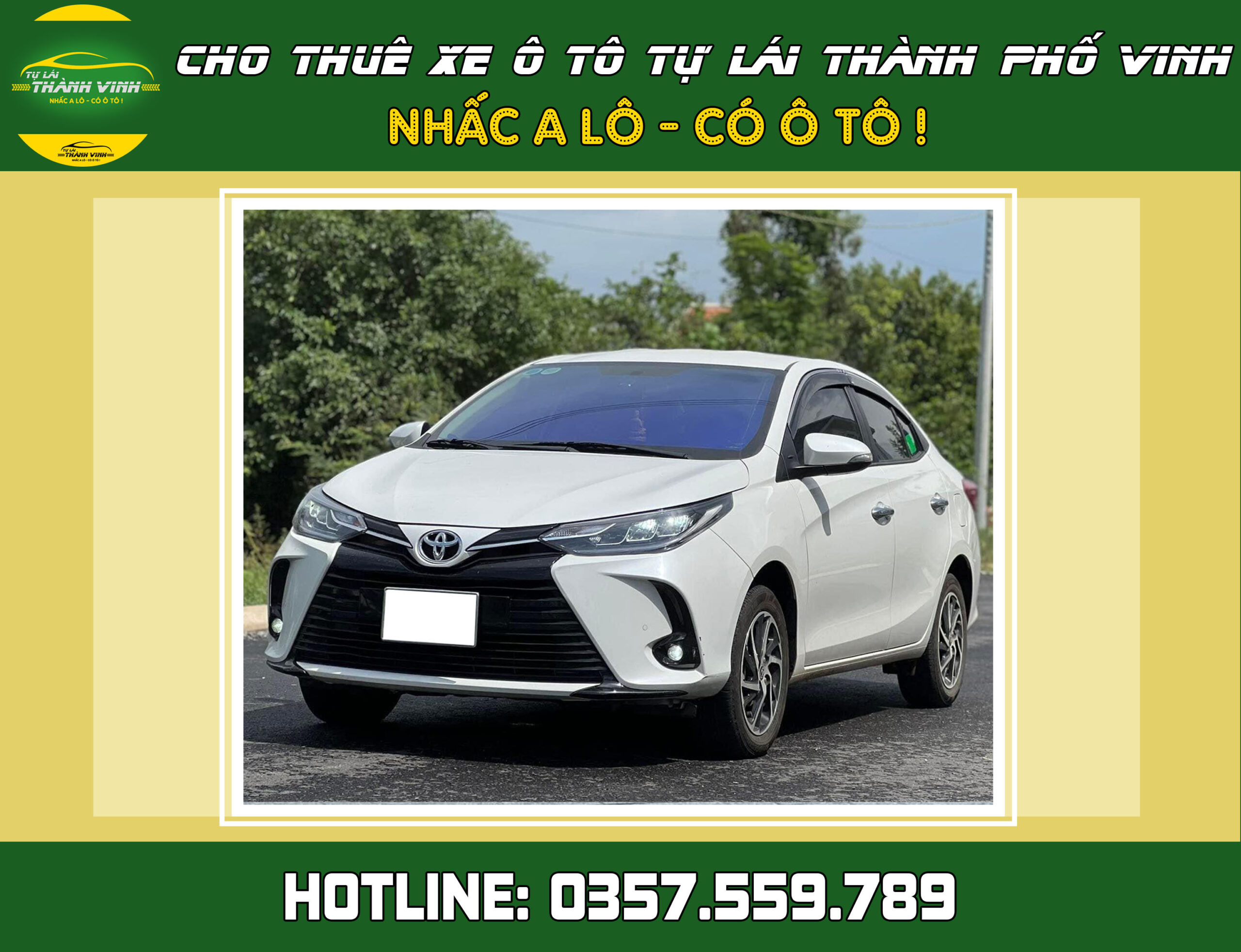 Cho thuê xe tự lái Toyota Vios Sedan 5 chỗ ở Vinh, Nghệ An
