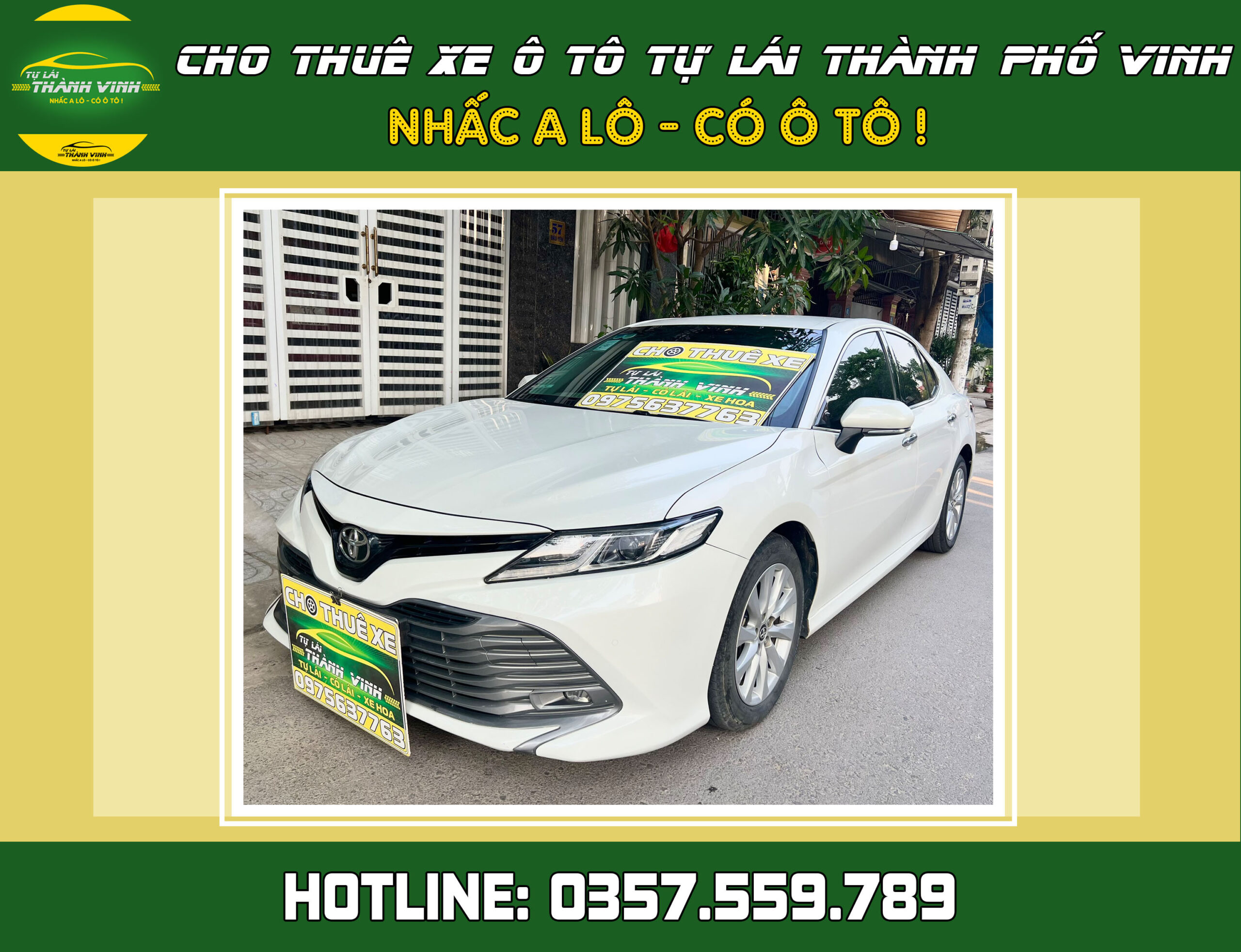 Cho thuê xe tự lái Toyota Camry Sedan 5 chỗ mới ở Vinh, Nghệ An