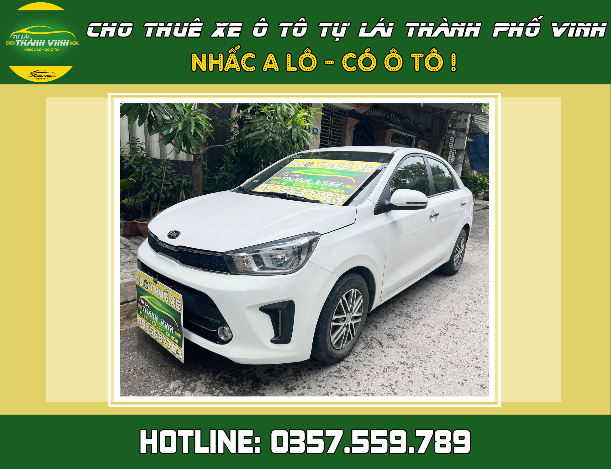 Cho thuê xe tự lái Kia Soluto Sedan 5 chỗ mới ở Vinh, Nghệ An