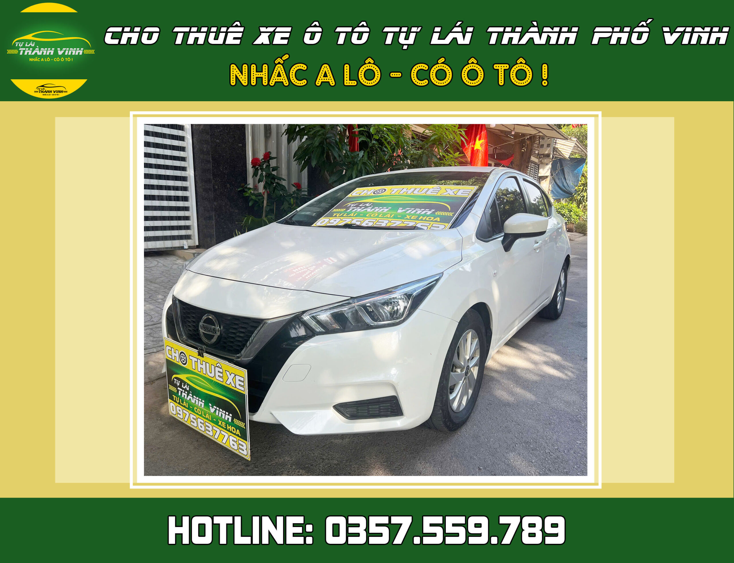 Cho thuê xe tự lái Nissan Almera Sedan 5 chỗ mới ở Vinh, Nghệ An